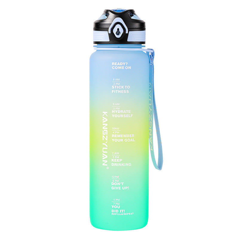 Large Water Bottle with Time Marker - Fitness Sports Cup